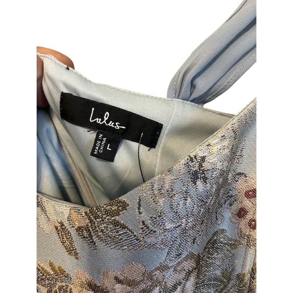 Lulus Dress Womens Size L Blue Floral Bustier Corset Square Neck Mini - Picture 4 of 9